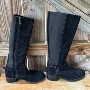 Donald Pliner Beso Black Brushed Suede Tall Knee High Boot Size 6M